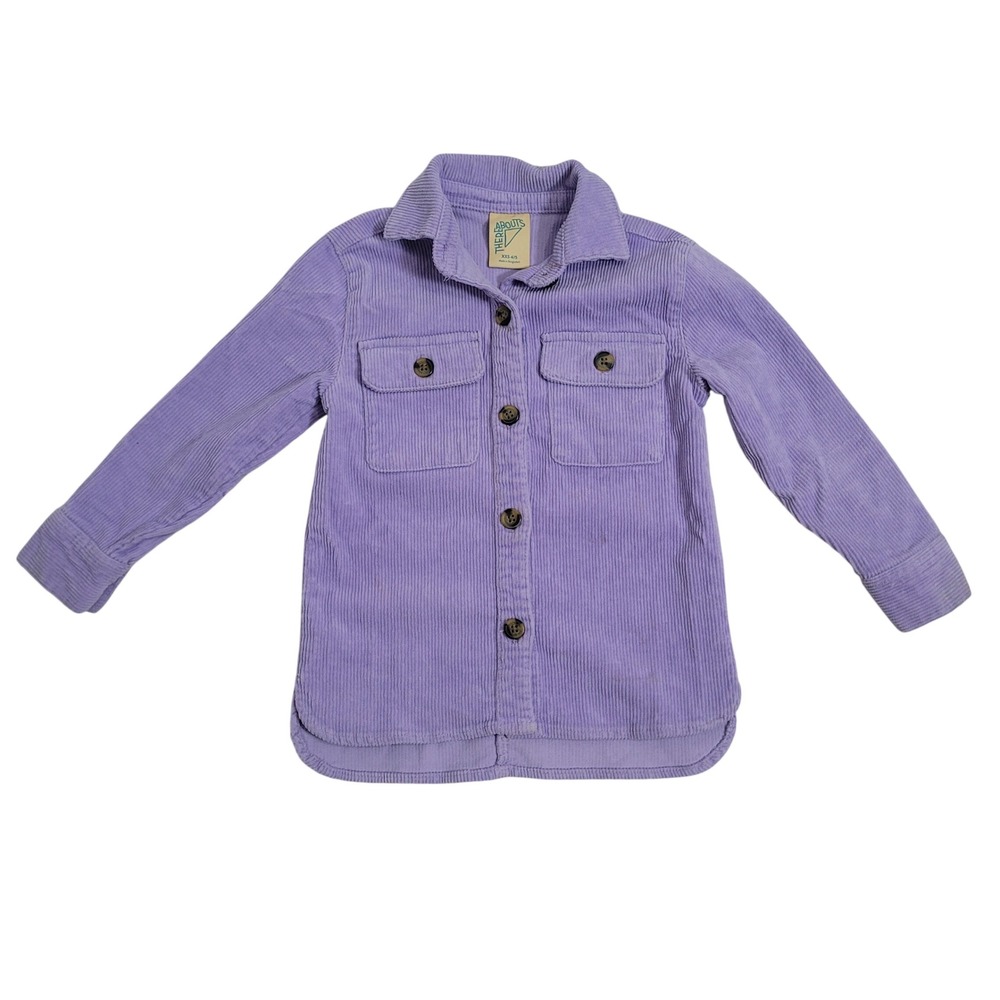 Thereabouts XXS 4/5 Corduroy Button Down Shirt Kids Purple Long Sleeve Casual
